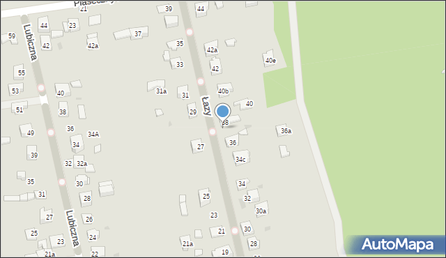 Kielce, Łazy, 38a, mapa Kielc