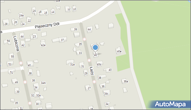 Kielce, Łazy, 42, mapa Kielc