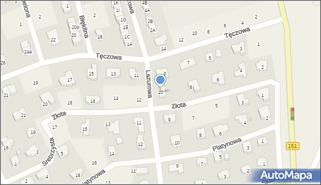 Kłodawa, Lazurowa, 10, mapa Kłodawa