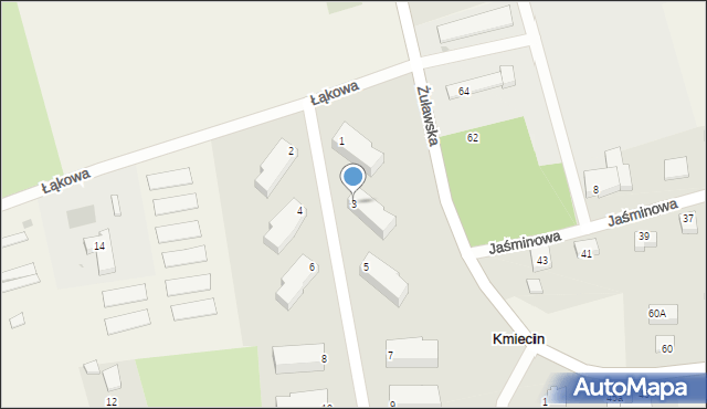 Kmiecin, Łąkowa, 3, mapa Kmiecin