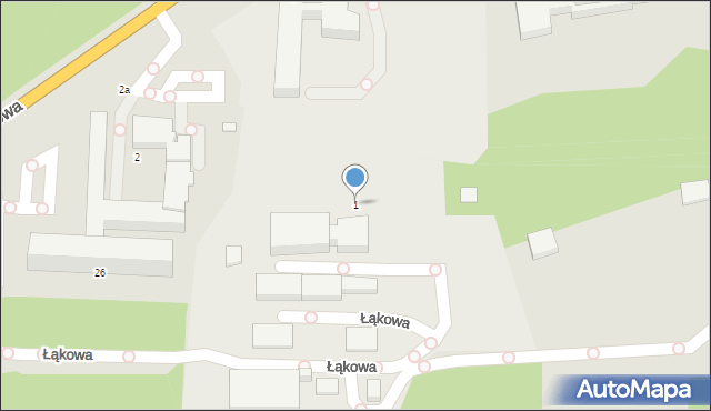 Konin, Łąkowa, 1, mapa Konina