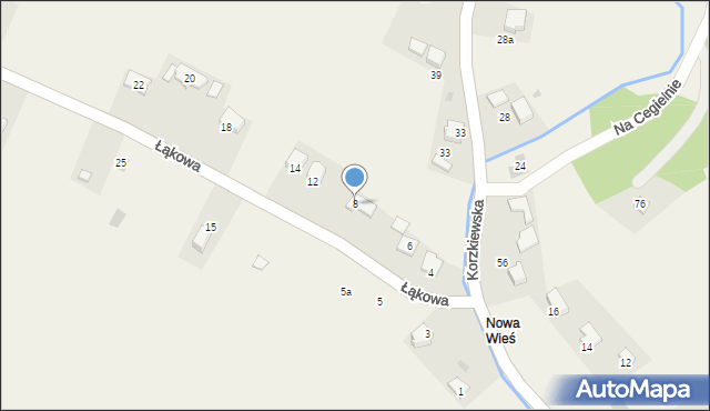 Korzkiew, Łąkowa, 8, mapa Korzkiew