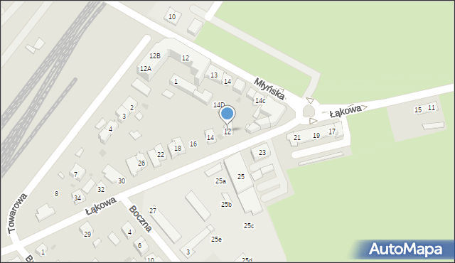 Kościan, Łąkowa, 12, mapa Kościan