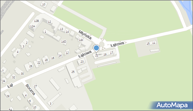 Kościan, Łąkowa, 21, mapa Kościan