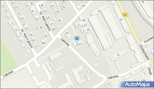 Kościan, Łąkowa, 4, mapa Kościan