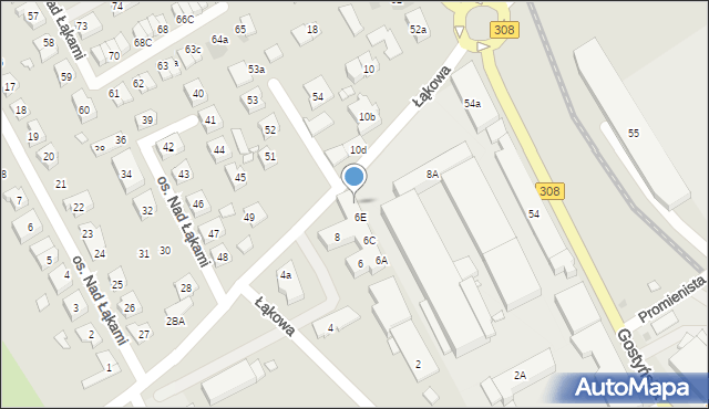 Kościan, Łąkowa, 6F, mapa Kościan