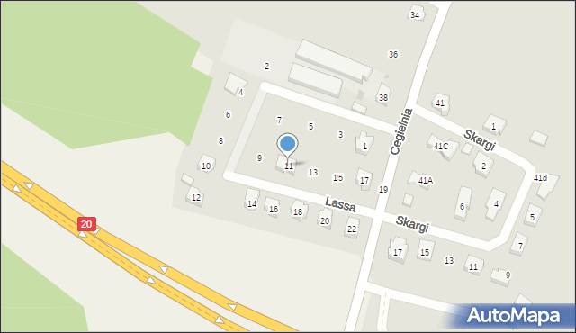 Kościerzyna, Lassa Rudolfa, 11, mapa Kościerzyna