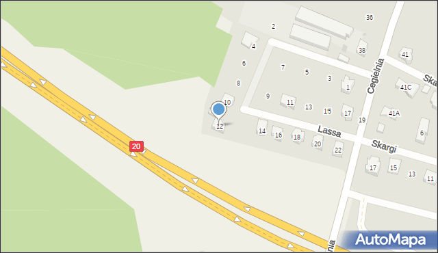 Kościerzyna, Lassa Rudolfa, 12, mapa Kościerzyna