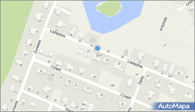 Kościno, Łabędzia, 23, mapa Kościno