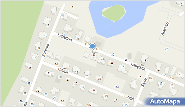 Kościno, Łabędzia, 25a, mapa Kościno