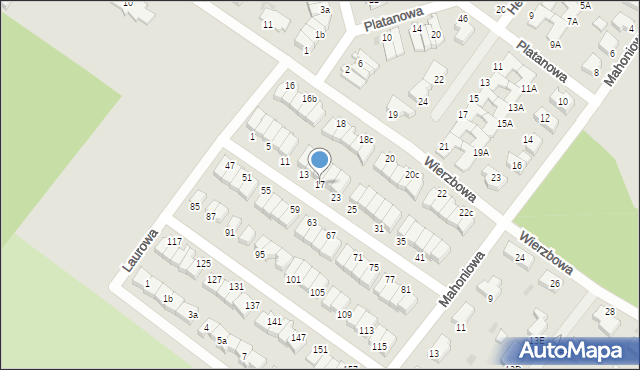 Koszalin, Laurowa, 17, mapa Koszalina