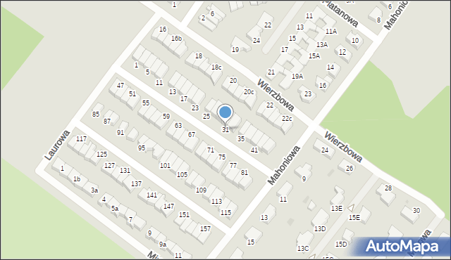 Koszalin, Laurowa, 31, mapa Koszalina