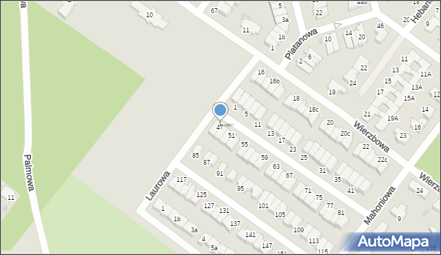 Koszalin, Laurowa, 47, mapa Koszalina