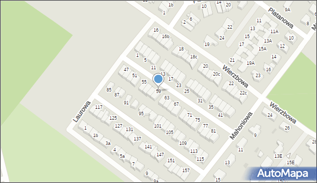 Koszalin, Laurowa, 59, mapa Koszalina