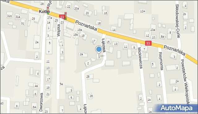 Kotlin, Łąkowa, 1, mapa Kotlin