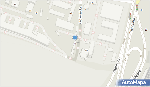 Kraków, Łagiewnicka, 43, mapa Krakowa