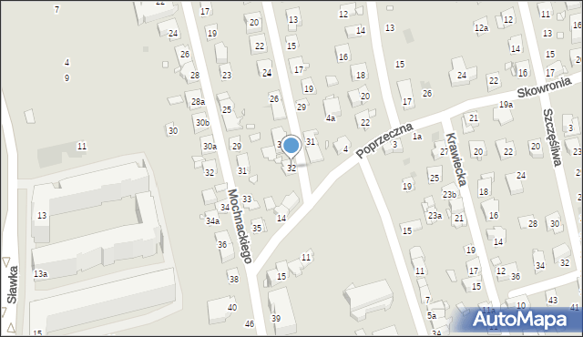 Kraków, Łabędzia, 32, mapa Krakowa