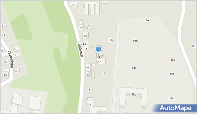 Kraków, Lasówka, 14, mapa Krakowa