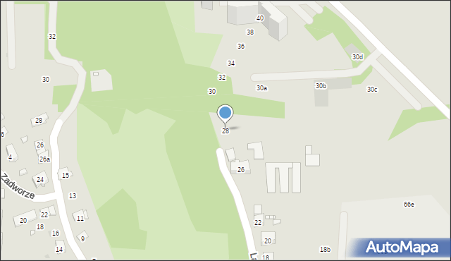 Kraków, Lasówka, 28, mapa Krakowa