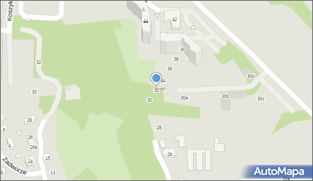 Kraków, Lasówka, 32, mapa Krakowa