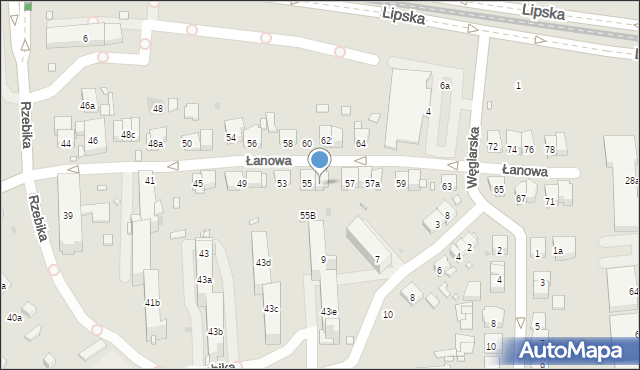Kraków, Łanowa, 55a, mapa Krakowa