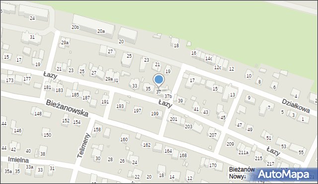 Kraków, Łazy, 37, mapa Krakowa