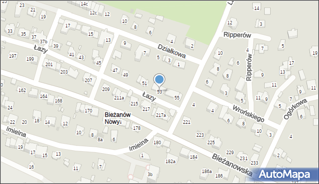 Kraków, Łazy, 53, mapa Krakowa