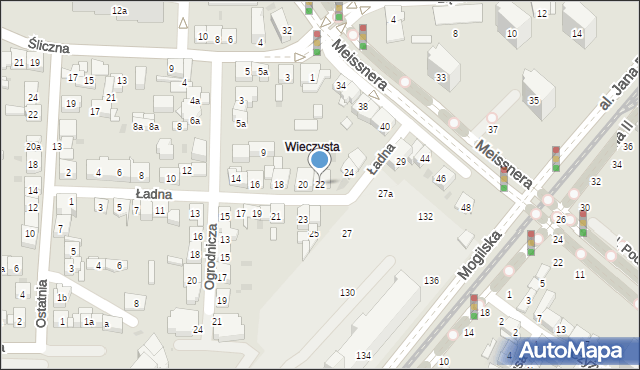 Kraków, Ładna, 22, mapa Krakowa