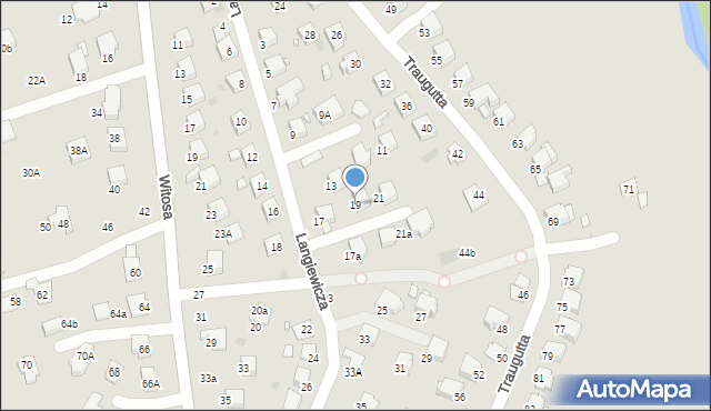 Krosno, Langiewicza Mariana, gen., 19, mapa Krosna