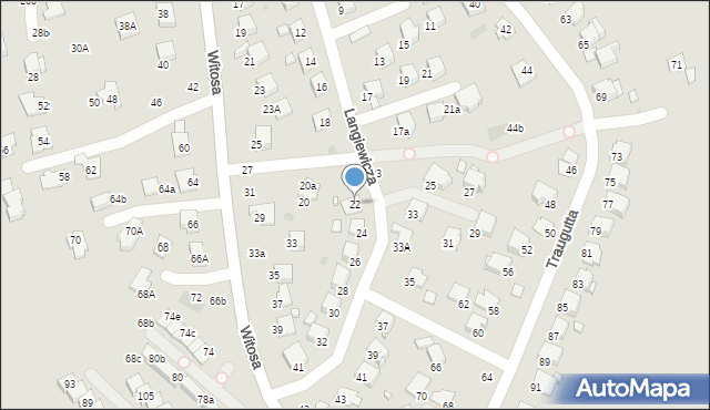 Krosno, Langiewicza Mariana, gen., 22, mapa Krosna