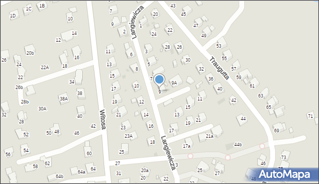 Krosno, Langiewicza Mariana, gen., 9, mapa Krosna
