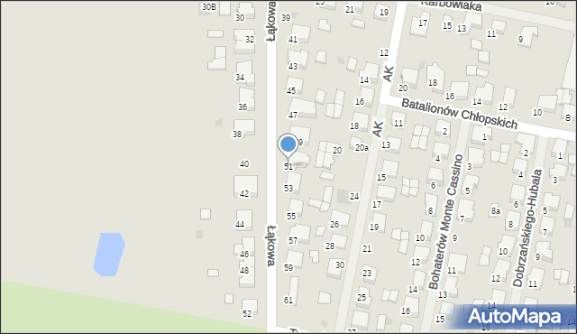 Krotoszyn, Łąkowa, 51, mapa Krotoszyna