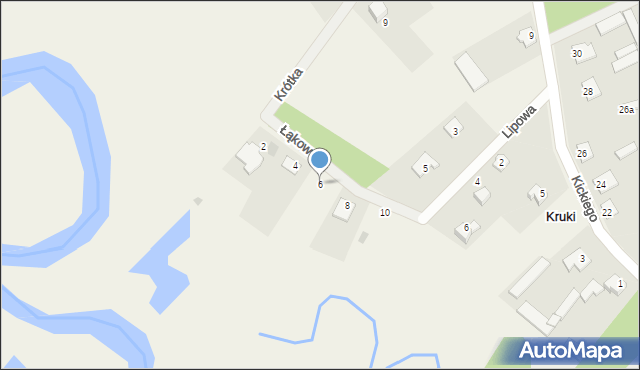 Kruki, Łąkowa, 6, mapa Kruki