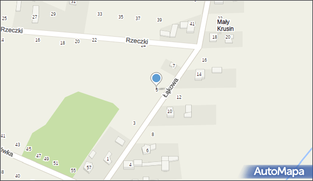 Krusin, Łąkowa, 5, mapa Krusin