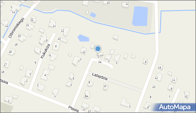 Kruszyna, Łabędzia, 1, mapa Kruszyna