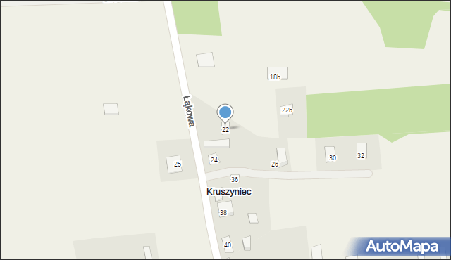 Kruszyniec, Łąkowa, 22, mapa Kruszyniec