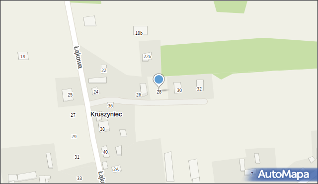 Kruszyniec, Łąkowa, 28, mapa Kruszyniec