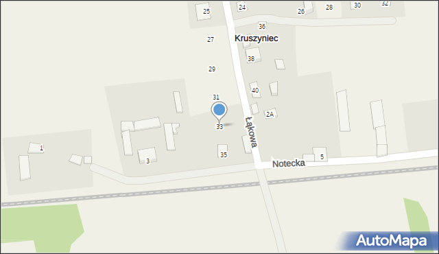 Kruszyniec, Łąkowa, 33, mapa Kruszyniec