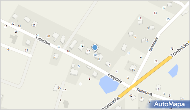 Księginice, Łabędzia, 10, mapa Księginice