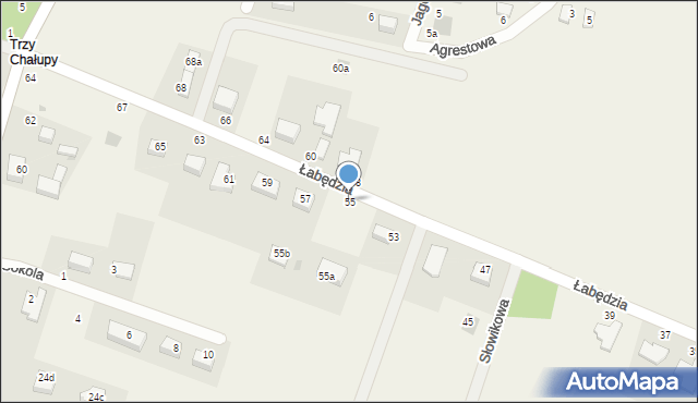 Księginice, Łabędzia, 55, mapa Księginice