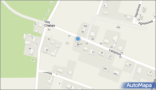 Księginice, Łabędzia, 65, mapa Księginice