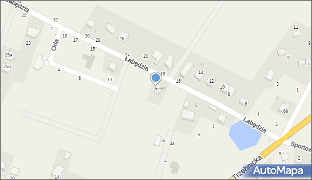 Księginice, Łabędzia, 7, mapa Księginice