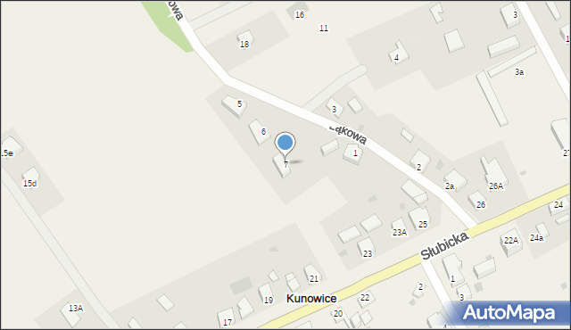 Kunowice, Łąkowa, 7, mapa Kunowice