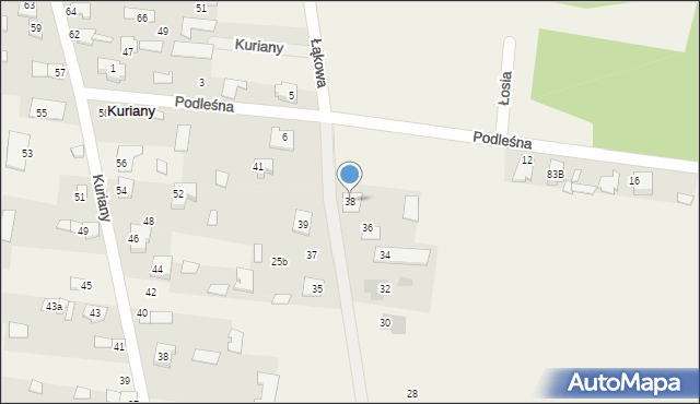 Kuriany, Łąkowa, 38, mapa Kuriany
