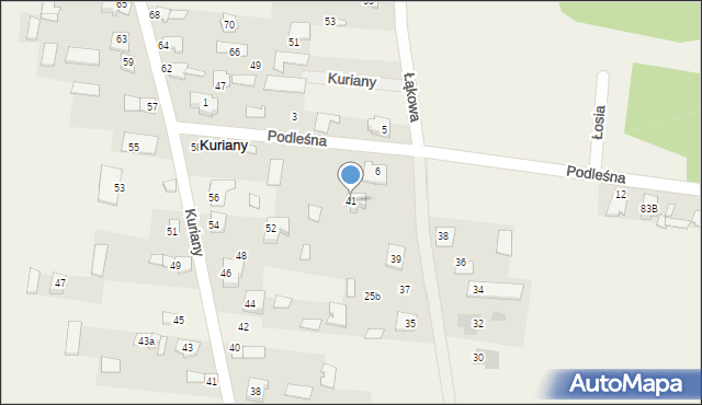 Kuriany, Łąkowa, 41, mapa Kuriany