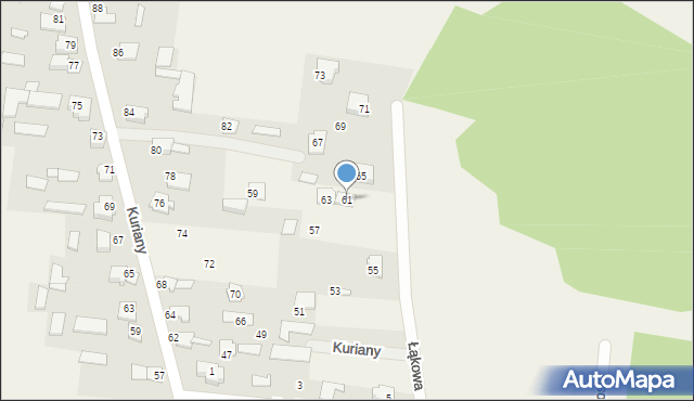 Kuriany, Łąkowa, 61, mapa Kuriany