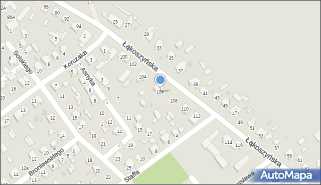 Kutno, Łąkoszyńska, 106, mapa Kutno