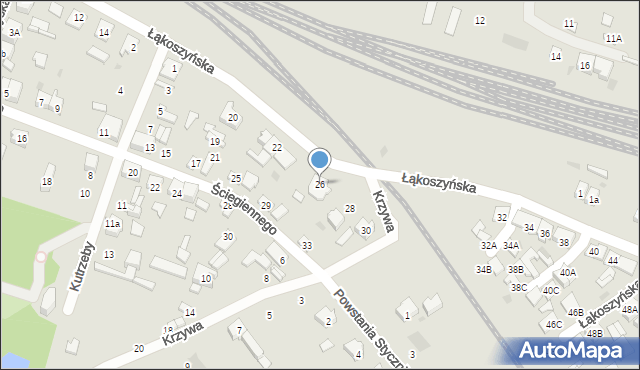 Kutno, Łąkoszyńska, 26, mapa Kutno