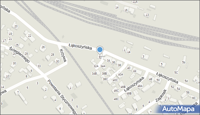 Kutno, Łąkoszyńska, 32, mapa Kutno