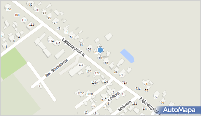 Kutno, Łąkoszyńska, 63, mapa Kutno